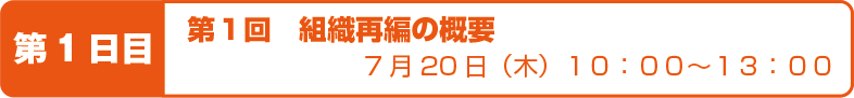 第1回 組織再編の概要 7月20日(木)10:00〜13:00